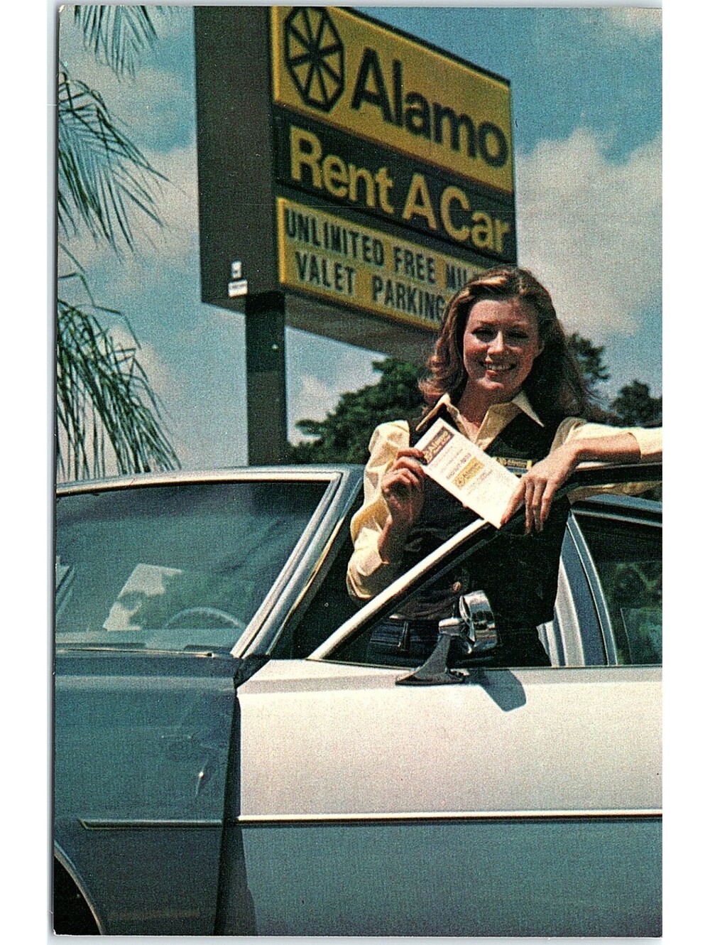 Vintage Postcard Friendly Service Alamo Rent A Car Florida Advertisement